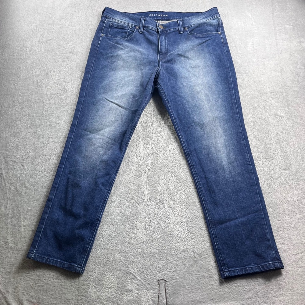 Mott & Bow Womens Boyfriend Jeans Medium Wash Blue Denim W31 L28 Relaxed Fit